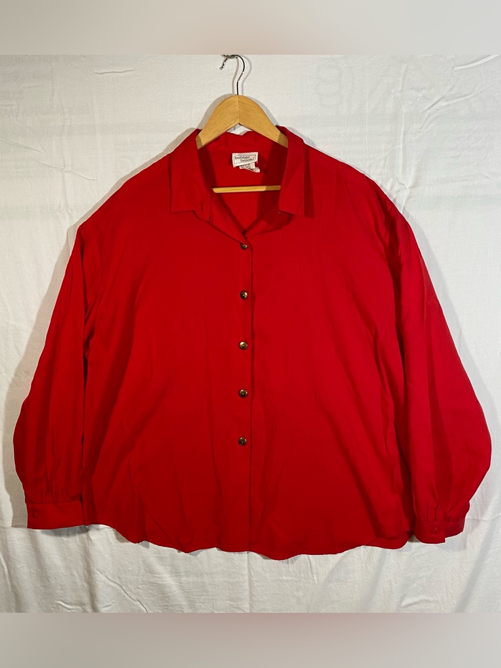 Bobbie Brooks Vintage Women’s Red Button-Up Blouse Size 22 Y2K, Retro, Prairie